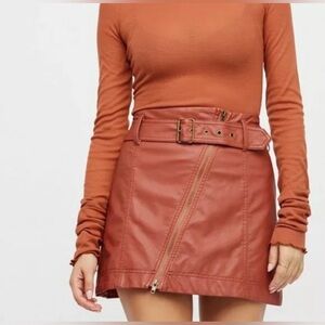 Free people feelin fresh faux leather skirt. Size 2. Great condition